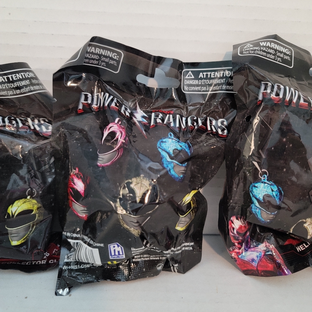 Power Rangers Movie Key Ring/chain Mini Helmet Bag Clips 4 Unopened Bags 2017